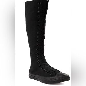 Women's Black Knee-High Lace-Up Converse Sneaker
